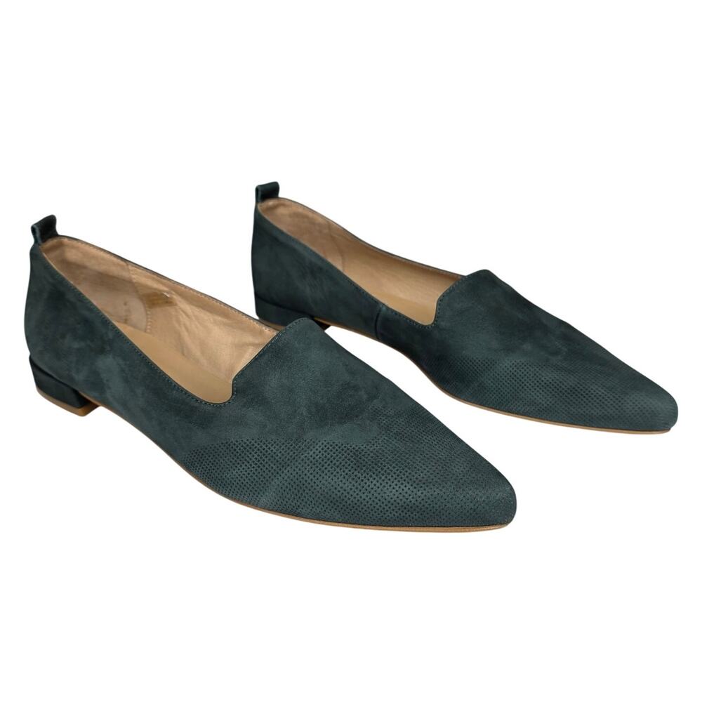 ANTHROPOLOGIE WOMEN’S GREEN SUEDE POINTED‑TOE FLATS – EU SIZE 40 (US 9–9.5)